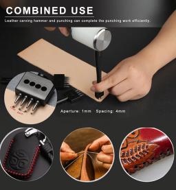 1 conjunto profissional de ferramentas artesanais de couro, costura manual, perfurador, escultura, martelo de trabalho, acessórios de ferramentas diy com caixa - Image 4