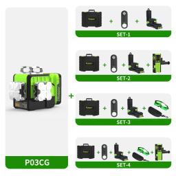 Huepar-Kits Laser Controle Remoto, Linha Cruzada, Auto Nivelamento, Bluetooth, Nível Laser, Bateria de Lítio-ion, Carry Case rígido, 3D - Image 6