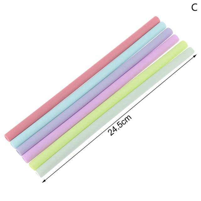 Palhas Reutilizáveis de Silicone Food Grade Multicoloridas para Festas Infantis e Bares - Conjunto de 6 Peças com Opções Retas e Tortas