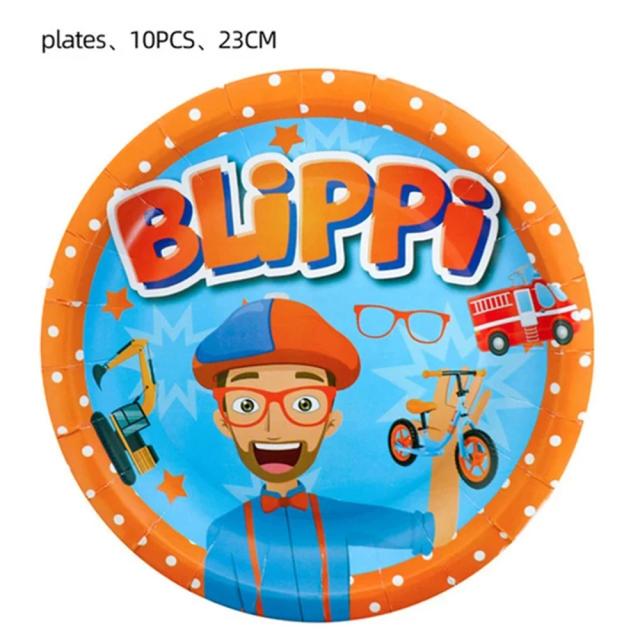 Decoração Completa para Festa de Aniversário Infantil: Blippi, Talheres, Balões, Banner, Topper e Pano de Fundo para Menino e Chá de Bebê