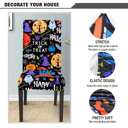 Halloween Abóbora Cadeira Capa, Elastic à prova de poeira Slipcovers, Lavável Jantar Seat Covers, Festa, Hotel, Cozinha, Casa, 1Pc - Image 3