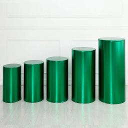 Capa De Pedestal De Ouro Metálico Sliver, Tecido Elástico, Decoração De Festa De Cor Lisa, Tampas De Mesa De Cilindro - Image 5