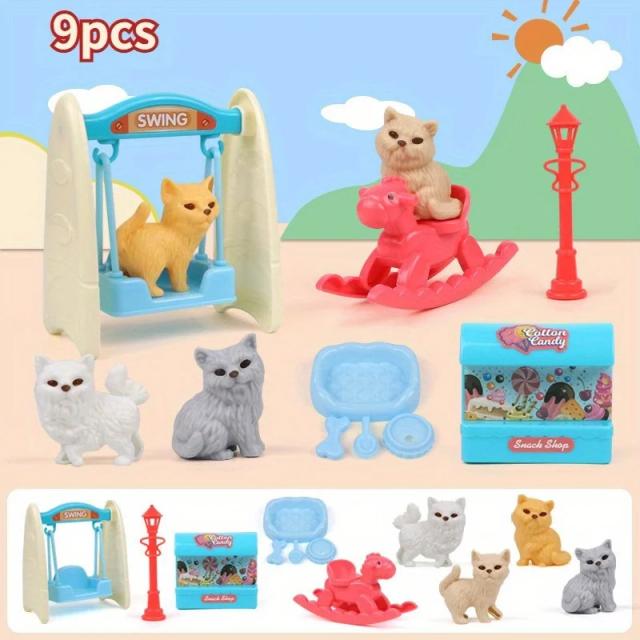 Conjunto de Cesta para Cães Fofos com Boneco de Estimação, Brinquedos de Família e Decoração Festiva para Natal e Ação de Graças