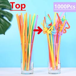 Foldable Multicolorido Canudos, Kunststof Cocktail Bebidas Palhas, Festa, Cozinha, Casamento, Pijitas, Plástico, 50 Pcs, 1000Pcs - Image 1