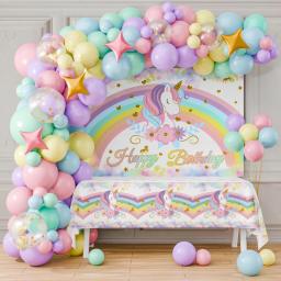Unicórnio balões guirlanda arco kit unicórnio utensílios de mesa descartáveis decoração festa de aniversário crianças chá de bebê menina suprimentos - Image 2