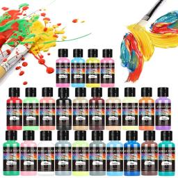 24 cores pintura acrílica cores engarrafadas conjunto de tinta acrílica para tecido roupas pintura rica para couro diy pigmento - Image 1