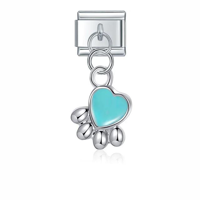 Bracelete Charm Glaze Color Hapiship - Joias de Aço Inoxidável com Cão, Borboleta e Coração, Estilo DIY 2024