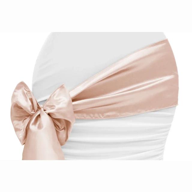 Capa de Cadeira Verde Satinada com Faixas e Arcos para Decorações de Casamentos e Festas - Pack com 10 Peças, Tamanho 17x275cm