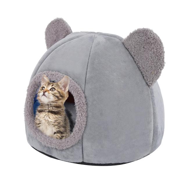 Cama Dobrável de Feltro Ecológico para Gatos - Tenda Pet Confortável e Auto-Aquecedora