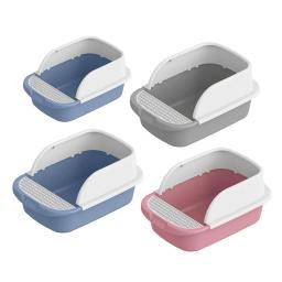 Caixa de areia semi fechada para gato pet, bandeja removível do toalete, anti salpicos, suprimentos de viagem gatinho, grande espaço - Image 1