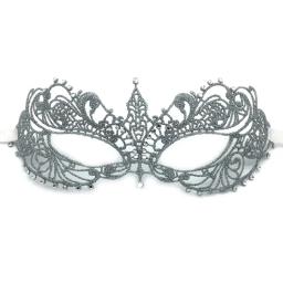 Máscara de olho de renda e diamante dourada e prata para adulto masculino e feminino, festa, máscara de meia face feminina, adulto - Image 2