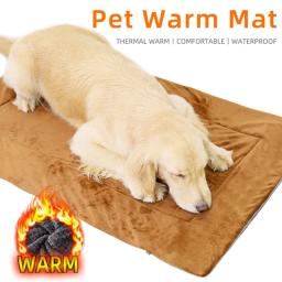 Cama de flanela para animais de estimação, tapete de inverno quente, suprimentos térmicos, almofadas impermeáveis para cães e gatos idosos - Image 1