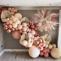40 pçs conjunto de balões rosa empoeirado boho pele bege retro feijão empoeirado rosa ouro látex balão para aniversário meninas decoração do chuveiro do bebê - Image 3