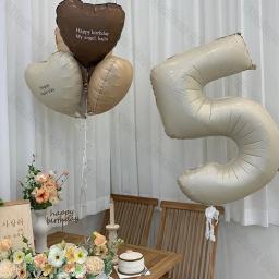 Balão personalizado do número do aniversário, grande, marrom, caramelo, creme, bege, coração, balão do nome para a decoração do aniversário - Image 4