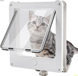 Porta interior para cães e gatos, fechadura rotativa de 4 vias, fecho magnético, porta interior para animais de estimação para cães e gatos, porta grande resistente às intempéries - Image 1