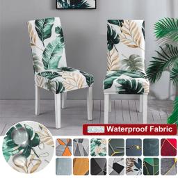 Capa de cadeira impressa estilo nórdico impermeável, Tampas de assento removíveis, Esticar capas decorativas para sala de jantar - Image 1