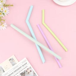 Reutilizável Food Grade Silicone Palhas, Multicolor Palha Beber para Festa das Crianças e Bar, Straight Bent Acessórios, 6pcs - Image 4