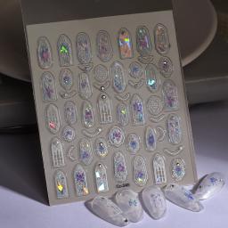 Adesivos adesivos para Nail Art, Crystal Windows Gel, Decorações Florais, INS Design, Sliders Manicure, Próprio Design, CO-249 - Image 4