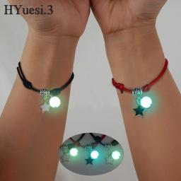 Luminous Cat Star Moon Cross Charms Bracelet Set para homens e mulheres, corda tecida ajustável, presente da amizade, verão, 2pcs - Image 4