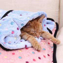 Cobertor macio e fofo para animais de estimação Padrão Dot, Cobertor quente aconchegante para gato, Cama de cães pequenos e grandes, Pet Shop, Bonito - Image 1