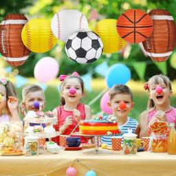 Lanterna de papel DIY para decoração de aniversário, abajur artesanal para crianças, basquete, futebol, beisebol, rugby, feliz aniversário, suprimentos para meninos, moda - Image 2