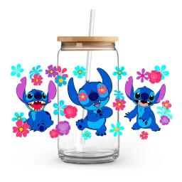 Auto-adesivo Anime Adesivos, Stitch Love Cartoon, Romântico UV DTF Transfer Sticker, Adornos de Copo Individualizados - Image 4