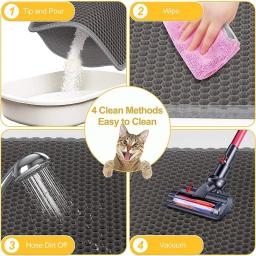 Impermeável dupla camada pet litter mat, caixa de vaso sanitário gato, areia antiderrapante, lavável suprimentos limpos - Image 4