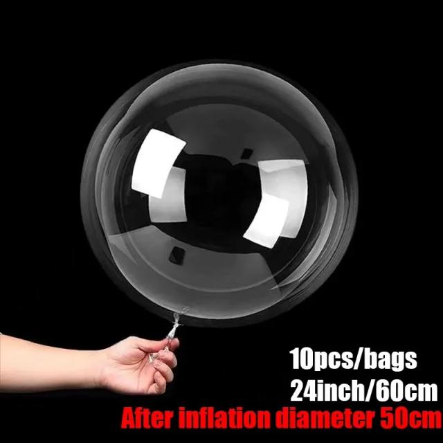 Bolo Bonito: Conjunto de 10 Balões Transparentes para Festas de Aniversário e Casamentos - Disponíveis em 12", 18", 24" e 36"