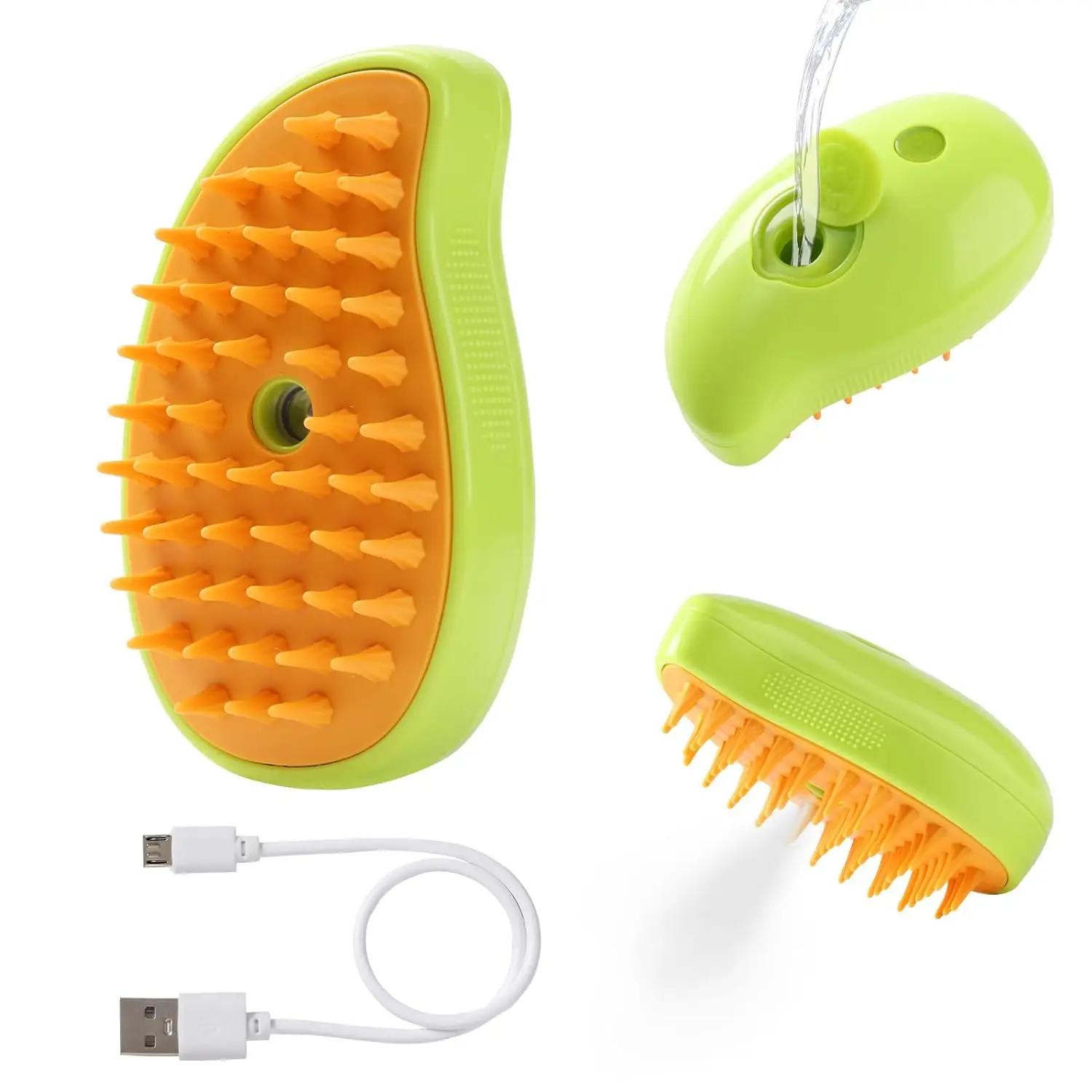 Escova a vapor para cão e gato, pente de massagem 3 em 1, spray elétrico, pet grooming, silicone macio, para tirar o cabelo - Image 1