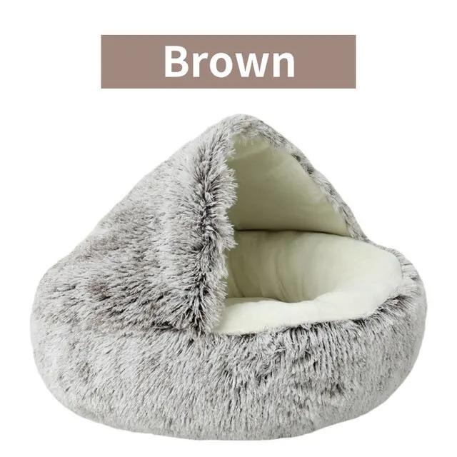 Cama 2 em 1 para Pets: Cama Redonda Aconchegante e Quente para Cães e Gatos