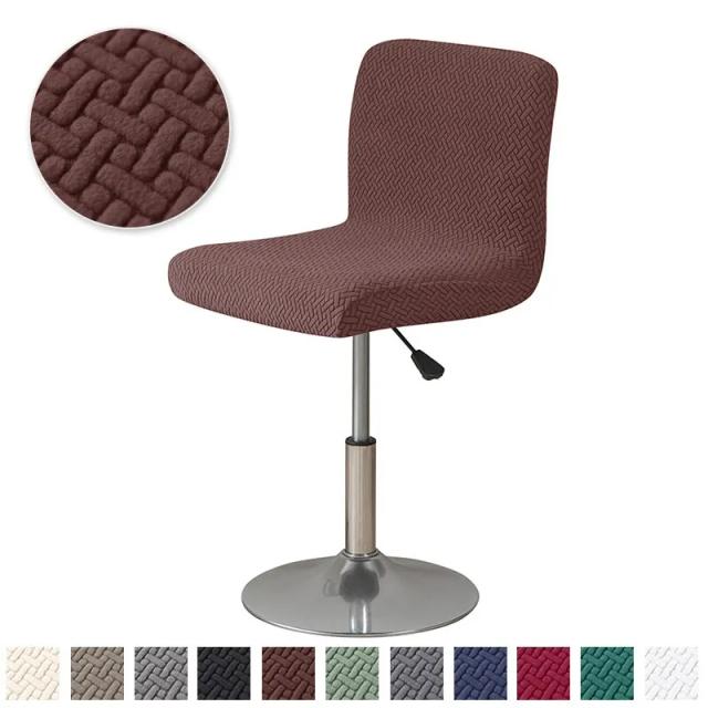 Capa de Cadeira Stretch Bar Jacquard para Assento Curto em Tecido Sólido para Jantar e Eventos em Hotéis