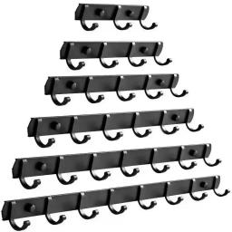 Ganchos de parede de alumínio Punch-free, cremalheira do armazenamento, cremalheira, salvar o espaço, preto, prata, porta, parte traseira, roupa, banheiro, toalha, 1Pc - Image 1