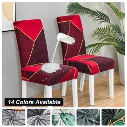 Capa de cadeira impressa estilo nórdico impermeável, Tampas de assento removíveis, Esticar capas decorativas para sala de jantar - Image 5