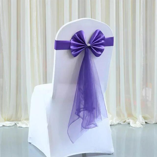 Conjunto de 10 Faixas Elásticas para Cadeiras - Decoração Elegante para Casamentos e Eventos Festivos