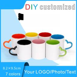 Caneca cerâmica com imagens personalizadas, punho da forma do coração, cor dentro, copo da mão do coração, foto DIY, presente dos namorados - Image 1