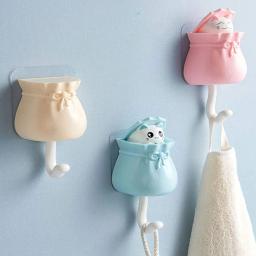 Cute Cat Shape Adhesive Hooks, Punch Free, Wall Hooks, Home Storage Utility, Decorações de parede, Hanger, Suporte para chapéu, toalha - Image 1