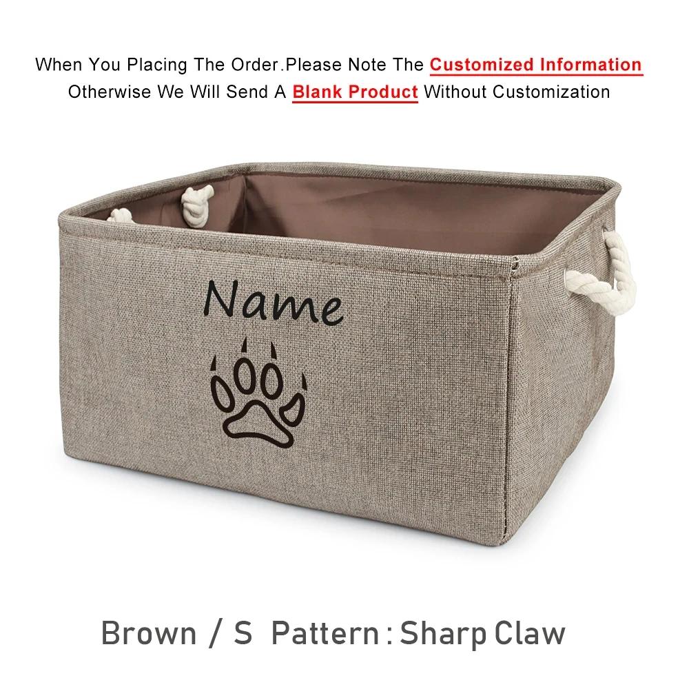 Caixa de armazenamento personalizada do brinquedo do animal de estimação da pata do cão dos brinquedos da cesta para o gato feito sob encomenda da roupa produto com nome cão - Image 1