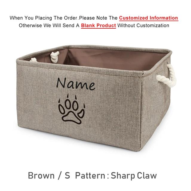 Caixa de Armazenamento Personalizada para Brinquedos de Animais de Estimação com Nome do Pet