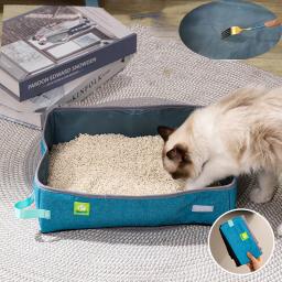Semi Fechado Caixa De Lixo De Gato, Dobrável, Portátil, Impermeável, Pano Oxford, Toalete Aberto Do Gato, Pet Shop e Pet - Image 1