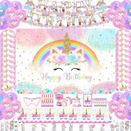 Unicórnio Decoração de Aniversário para Crianças, Balão de Festa, Louça, Suprimentos para Criança, Menina, Evento Festivo, Decoração de Casa, Prato Presente - Image 1