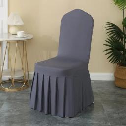 Capa de cadeira de casamento decoração de festa elastano com saia plissada uso elástico estiramento jantar luxo aniversário hotel banquete - Image 4