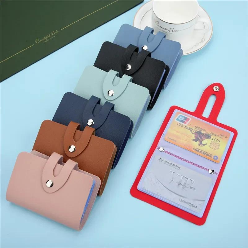Carteira de cartão de visita para homens e mulheres, preto, rosa, azul, verde, vermelho, marrom, banco, ID, titular do cartão de crédito, 24 Bits - Image 1