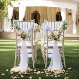10/50 pçs 17x250cm brilhante chiffon cadeira faixas conjunto faixa gaze cadeira de casamento cobre fita festa de casamento corredor cadeira decoração - Image 3