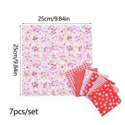 Floral Impresso Algodão Pano para Costura, Tecido Quilting, DIY Patchwork, Bordados, Artesanato De Natal, Acessórios De Costura, 25x25cm, 7Pcs - Image 6