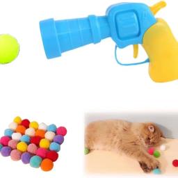 Lançamento interativo treinamento brinquedo para gato, criativo Mini tiro arma jogos, estiramento bola de pelúcia brinquedos, pet fornecimentos, gatinho, novo - Image 2