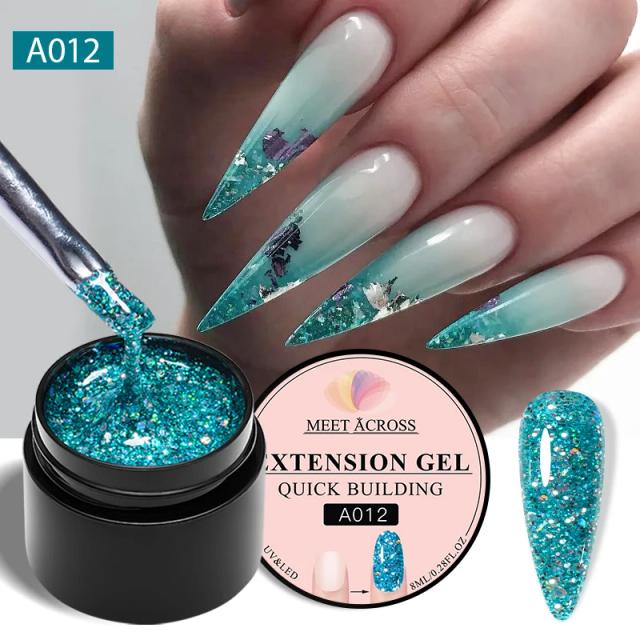 Gel de Extensão Rápida MEET ACROSS: Esmalte Nude, Branco Leite e Arte UV Semi-Permanente - Ferramentas de Manicure 8ml