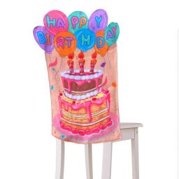 Colorido aniversário cadeira capa para crianças, bolo Seat Covers, Happy Birthday Decorações, Home Party - Image 5