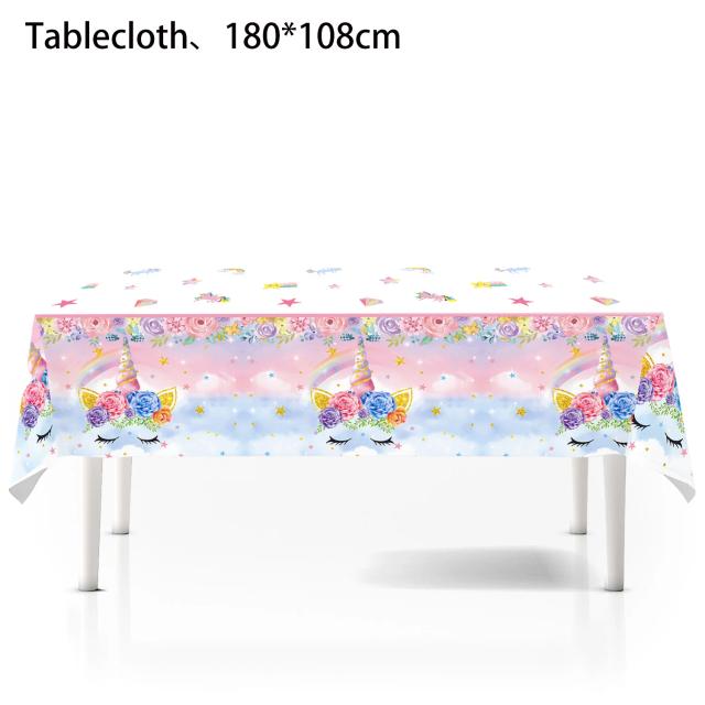 Decorações de Aniversário com Tema de Unicórnio: Conjunto de Talheres Descartáveis, Pratos, Guardanapos e Copos