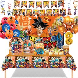 Dragon Ball Goku Decoração De Aniversário, Decorações De Louça De Festa, Banner De Contexto, Número Conjunto De Balão, Caixa De Doces, Presente Do Topper Do Bolo - Image 1