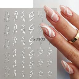 3d adesivos para nail art, nail art, francês, prata, ouro, geométrico, listra, curva, onda, slider, manicure wraps, nlbt-s47 - Image 3